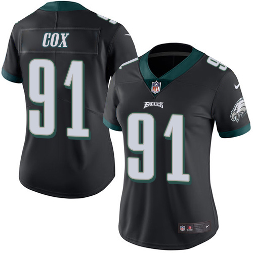 Women's Limited Fletcher Cox Nike Jersey Black - #91 Rush NFL Philadelphia Eagles